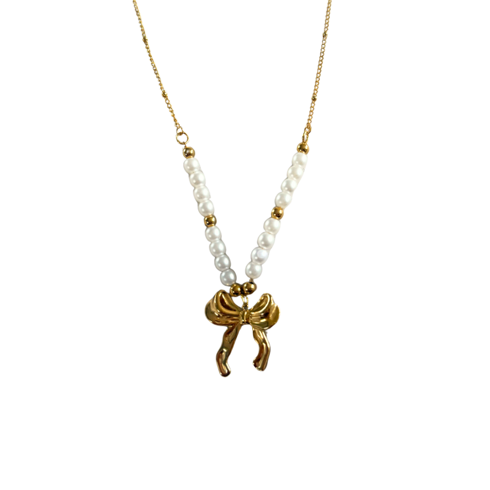 Bow Pearl Necklace