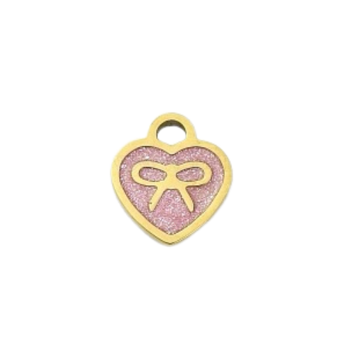 Mini Bow Heart Charm